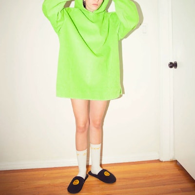 Drew House Corduroy Smiley Hoodie Lime Green Unisex Pullover Fleece. DR-SS22-160 Shop Drew House Corduroy Smiley Hoodie Lime Green Unisex Pullover Fleece. DR-SS22-160