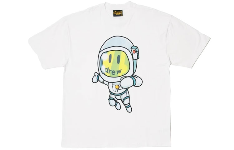 Drew House Cosmo Drew SS Tee White Astronaut Cartoon Smile Loose Unisex T-Shirt DR-FW21-010