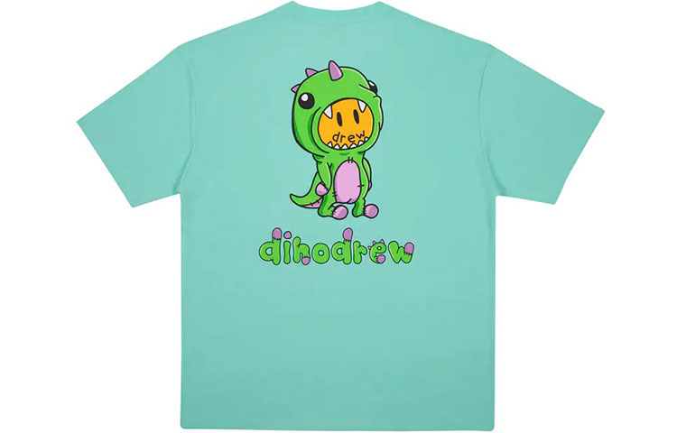 Drew House Dinosaur Series FW22 Cartoon Logo Print Green Unisex T-Shirt DR-FW22-213
