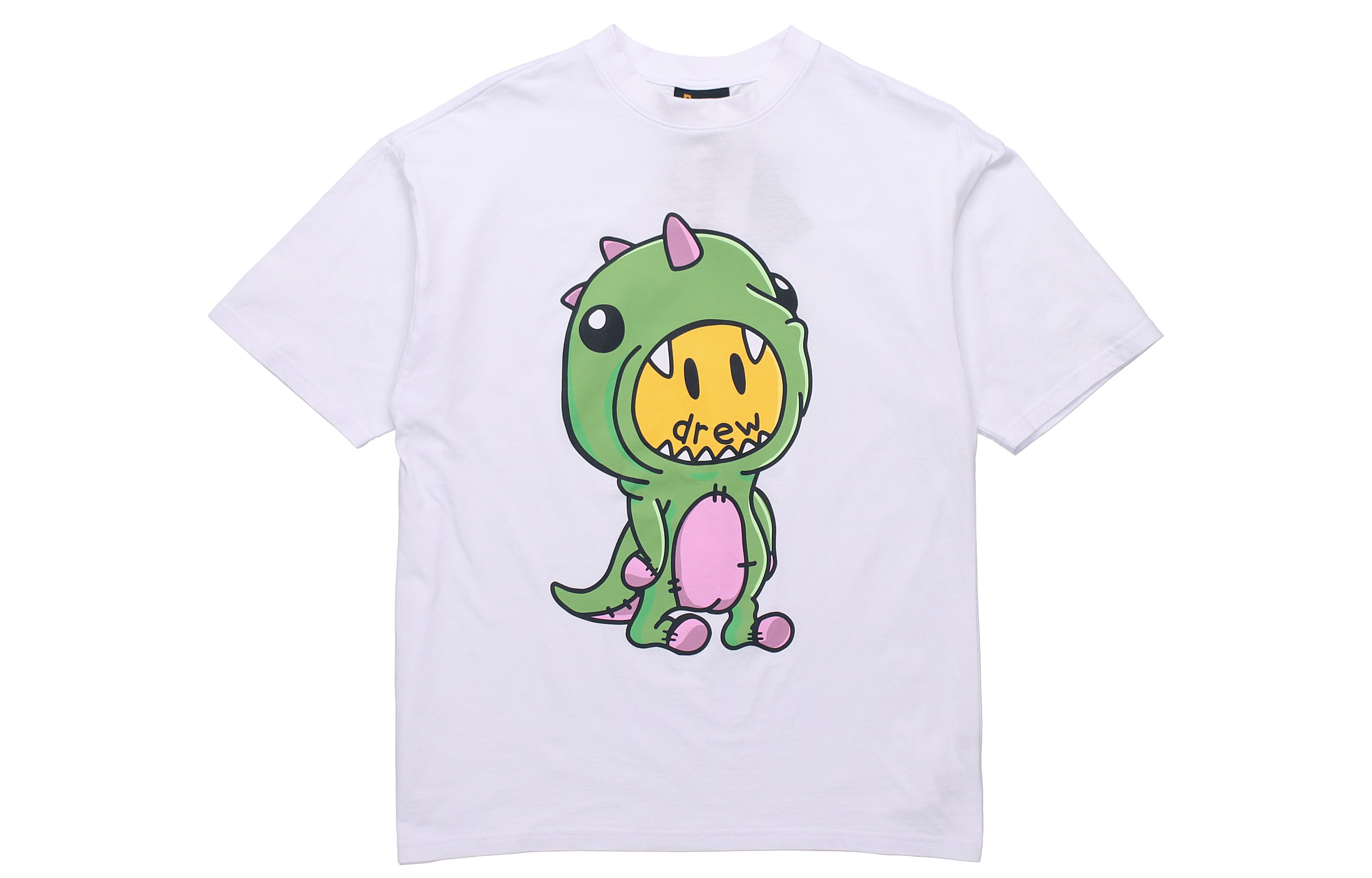 Drew House Dinosaur Series Smiley Face Tee - Unisex White Graphic T-Shirt DR-SS20-039