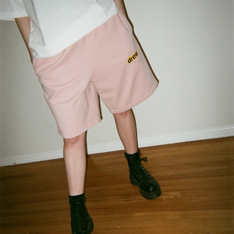 Details for Drew House 粉尘玫瑰色LOGO中腰抽绳休闲男女同款短裤。 DR-SS21-65