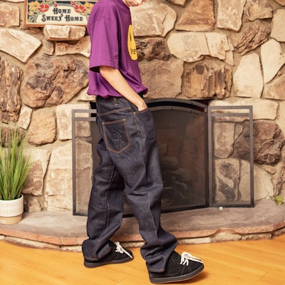 드류 하우스 자수 로고 스트레이트 핏 청바지 유니섹스 빈티지 딥 블루 데님 DR-FW20-98 Purchase 드류 하우스 자수 로고 스트레이트 핏 청바지 유니섹스 빈티지 딥 블루 데님 DR-FW20-98