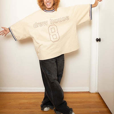 Drew House 火焰系列 FW22 标志印花中袖T恤 男女同款 米白色 DR-FW22-468 Purchase Drew House 火焰系列 FW22 标志印花中袖T恤 男女同款 米白色 DR-FW22-468