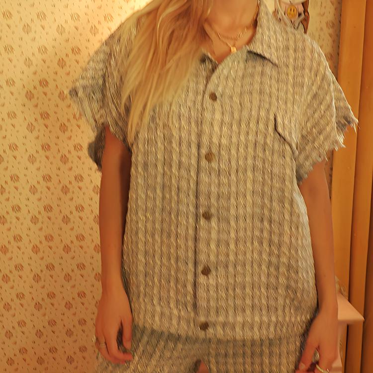 Shop ドリューハウス フローラル FW22 ブルー ツイード カラーベスト ユニセックス 秋 DR-FW22-002