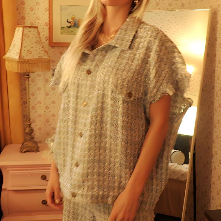 Details for ドリューハウス フローラル FW22 ブルー ツイード カラーベスト ユニセックス 秋 DR-FW22-002