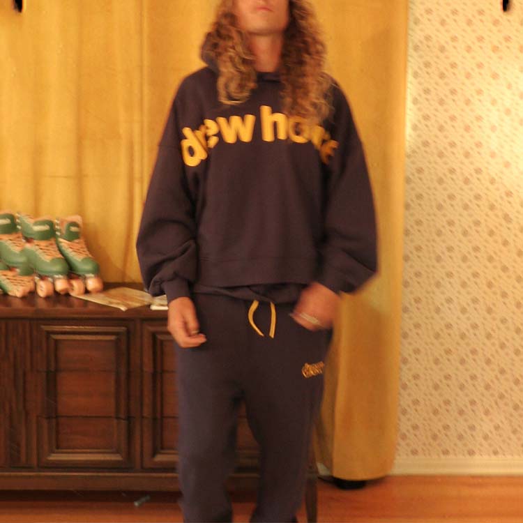 Purchase Drew House 花卉刺繡標誌休閒長褲 FW22 男女款 深藍色 DR-FW22-289