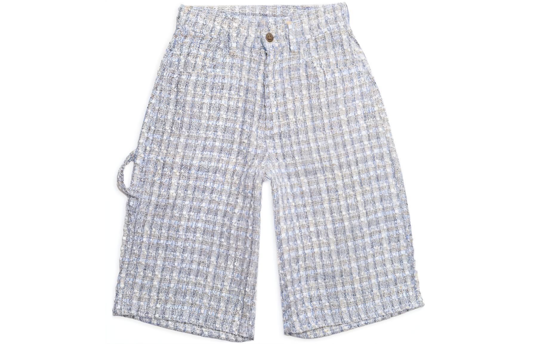 Drew House Floral FW22 Tweed Logo Straight-Leg Loose Pants Unisex Light Blue DR-FW22-236