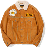 Order Drew House FW21 Corduroy Trucker Jacket Camel Unisex Smiley Logo Jacket. DR-FW21-116