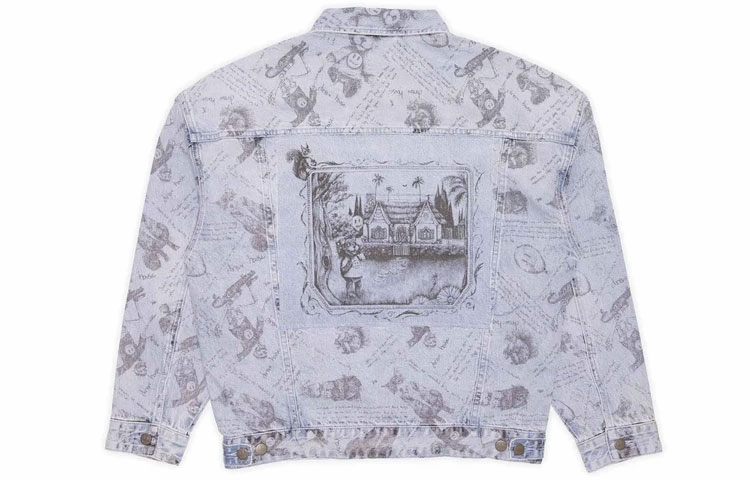 Lookbook Chaqueta Trucker Drew House FW21 Vintage Índigo Estampado Total Denim Unisex. DR-FW21-068