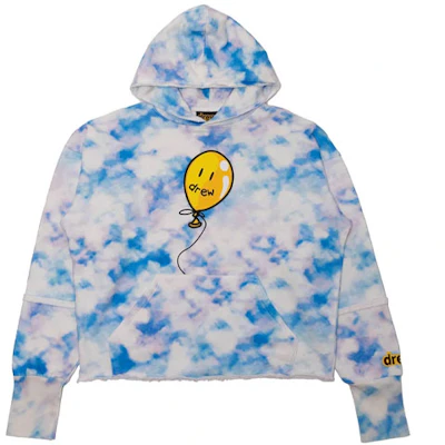Drew House FW21 Joy Deconstructed Hoodie White Smile Balloon Tie-Dye Unisex Pullover DR-FW21-407 Order Drew House FW21 Joy Deconstructed Hoodie White Smile Balloon Tie-Dye Unisex Pullover DR-FW21-407