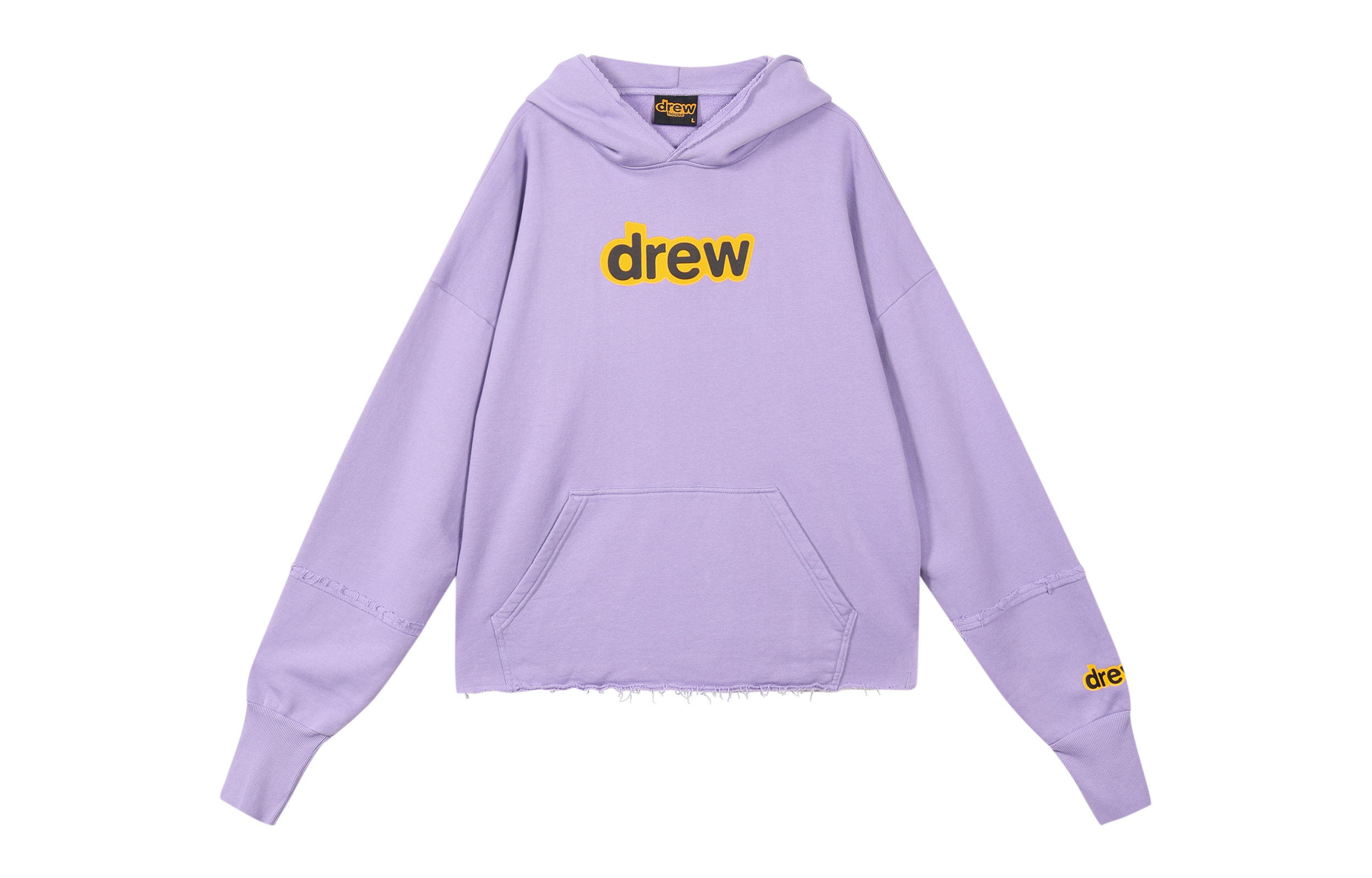 Drew House FW21 Lavender Logo Deconstructed Hoodie Unisex Pullover. DR-FW21-012
