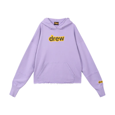 Drew House FW21 Lavender Logo Deconstructed Hoodie Unisex Pullover. DR-FW21-012