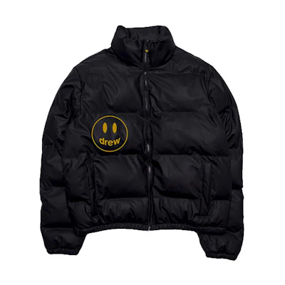Drew House FW21 Mascot Puffer Jacket Black Smiley Unisex Winter Coat DR-FW21-120