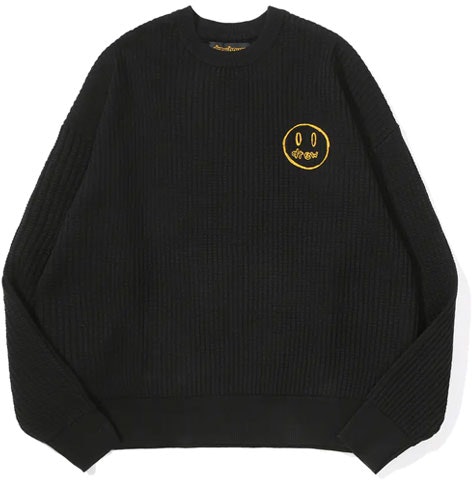 drew-house-fw-21-mascot-waffle-sweater-black-smiley-crewneck-unisex-pullover-dr-fw-21-061
