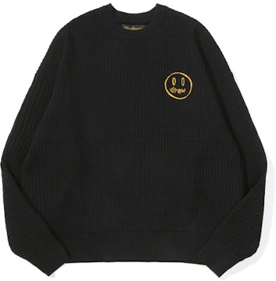 Drew House FW21 Mascot Waffle Sweater Hitam Smiley Crewneck Unisex Pullover DR-FW21-061 Buy Drew House FW21 Mascot Waffle Sweater Hitam Smiley Crewneck Unisex Pullover DR-FW21-061