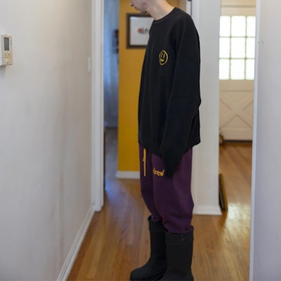 Drew House FW21 Mascot Waffle Sweater Hitam Smiley Crewneck Unisex Pullover DR-FW21-061 Purchase Drew House FW21 Mascot Waffle Sweater Hitam Smiley Crewneck Unisex Pullover DR-FW21-061