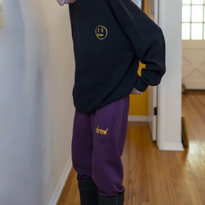 Drew House FW21 Mascot Waffle Sweater Hitam Smiley Crewneck Unisex Pullover DR-FW21-061 2