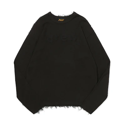 Drew House FW21 Reverse Terry Logo Long Sleeve Tee Black Unisex. DR-FW21-062