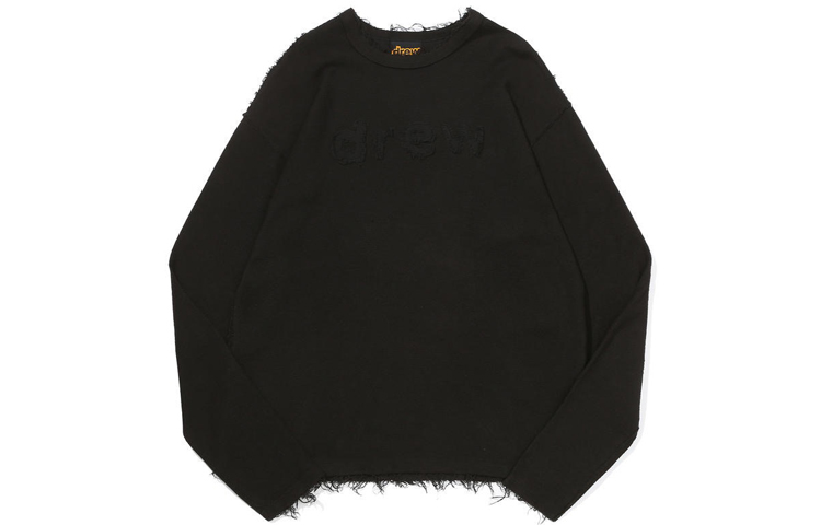 Order Drew House FW21 反毛巾布標誌長袖上衣 黑色 中性款式。 DR-FW21-062