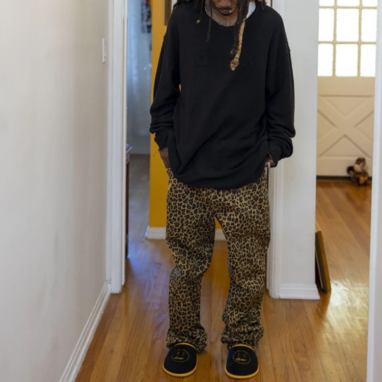 Sizing Drew House FW21 反毛巾布標誌長袖上衣 黑色 中性款式。 DR-FW21-062