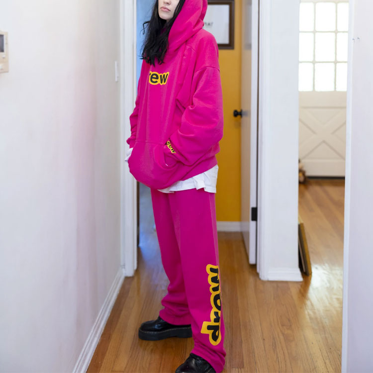 Drew House FW21 Secret Magenta Hoodie Pullover Unisex Pink Fleece Sweatshirt. DR-FW21-055 圖 5