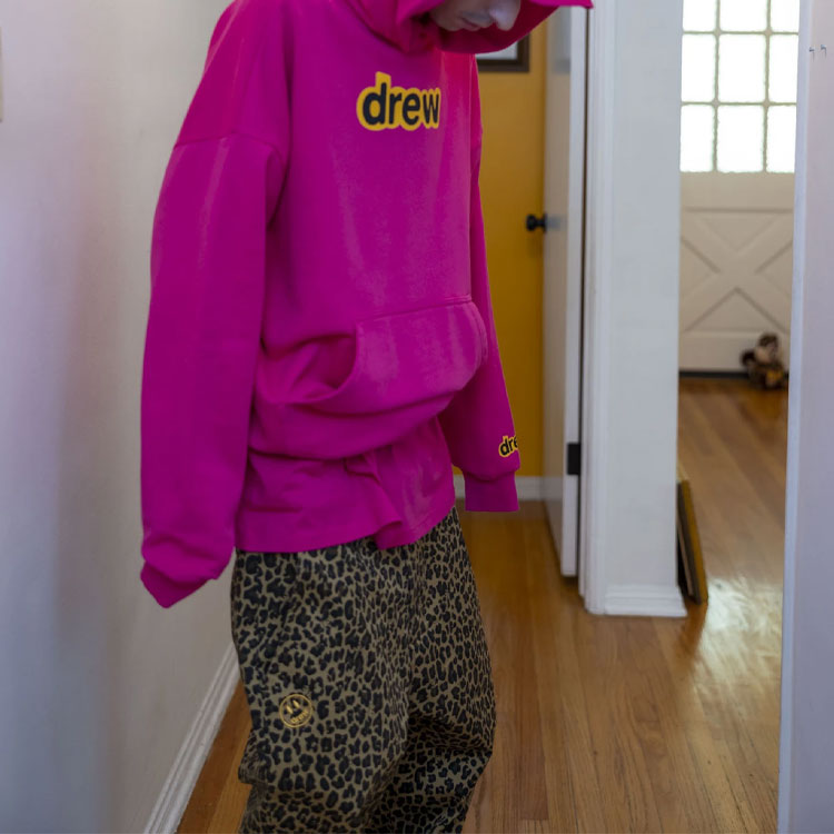 Drew House FW21 Secret Magenta Hoodie Pullover Unisex Pink Fleece Sweatshirt. DR-FW21-055 圖 7