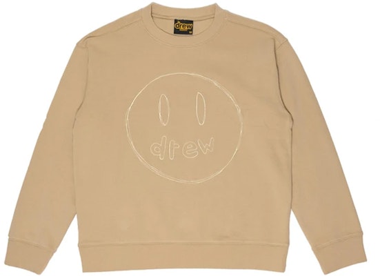 Drew House FW21 Sketch Mascot Crewneck Khaki Unisex Smiley Design Sweater. DH-VF31222-SMKH Order Drew House FW21 Sketch Mascot Crewneck Khaki Unisex Smiley Design Sweater. DH-VF31222-SMKH