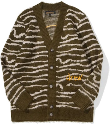 ドリューハウス FW21 スケッチマスコットカーディガン オリーブ ユニセックス スマイリー ニットセーター DR-FW21-072 Order ドリューハウス FW21 スケッチマスコットカーディガン オリーブ ユニセックス スマイリー ニットセーター DR-FW21-072