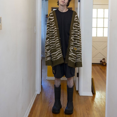 ドリューハウス FW21 スケッチマスコットカーディガン オリーブ ユニセックス スマイリー ニットセーター DR-FW21-072 Details for ドリューハウス FW21 スケッチマスコットカーディガン オリーブ ユニセックス スマイリー ニットセーター DR-FW21-072