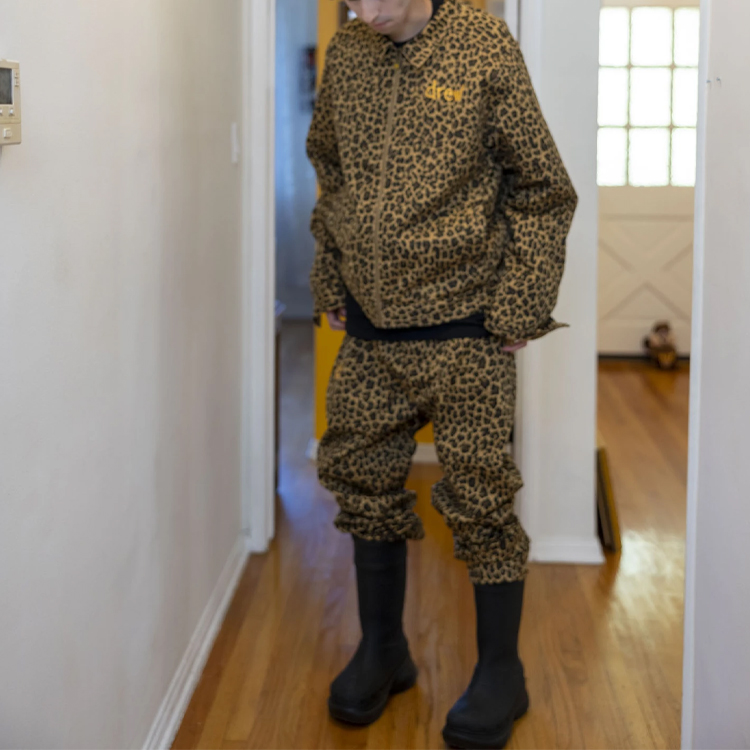 Sizing Drew House FW21 Jaket Gas Smile Cheetah Print Unisex. DR-FW21-089