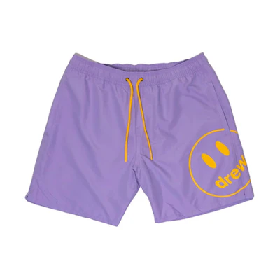 Drew House FW21 Smiley Mascot Pool Shorts Lavender Unisex Drawstring Shorts DR-FW21-014