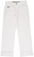 Drew House FW21 Smiley Selvedge Wide Leg Jeans White Unisex Embroidered Denim. DR-FW21-004 Drew House FW21 Smiley Selvedge Wide Leg Jeans White Unisex Embroidered Denim. DR-FW21-004