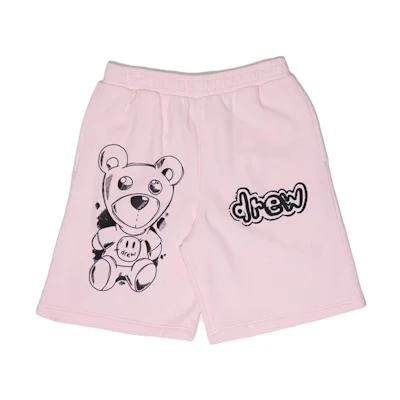 Drew House FW21 Theodore Sketch Bear Logo Sweatshort Pale Pink Unisex. DR-FW21-009