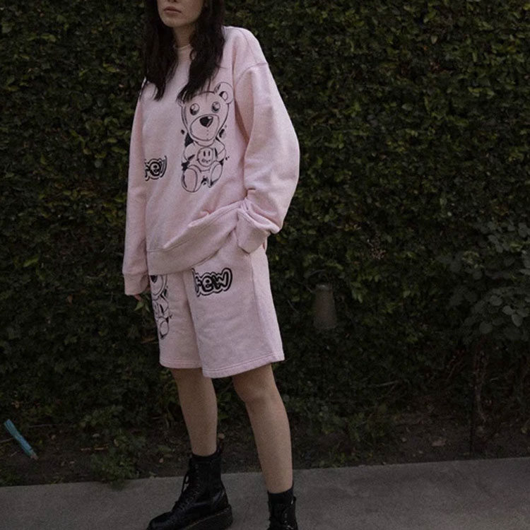 Sizing Drew House 2021秋冬西奥多素描熊标志浅粉色中性短裤. DR-FW21-009