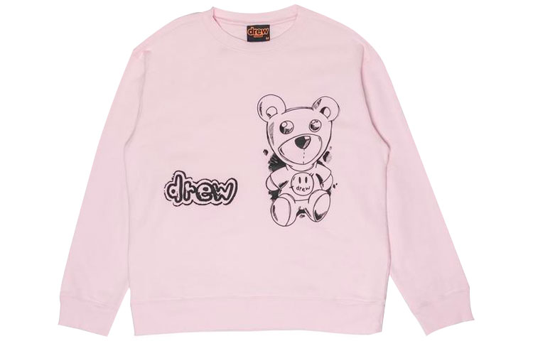 Drew House FW21 Theodore Sketch Crewneck Pale Pink Unisex Teddy Print Sweatshirt. DR-FW21-008