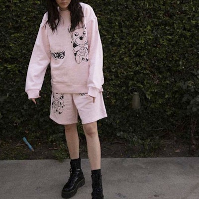 Drew House FW21 Theodore Sketch Crewneck Pink Sweater Teddy Print Unisex. DR-FW21-008 Shop Drew House FW21 Theodore Sketch Crewneck Pink Sweater Teddy Print Unisex. DR-FW21-008