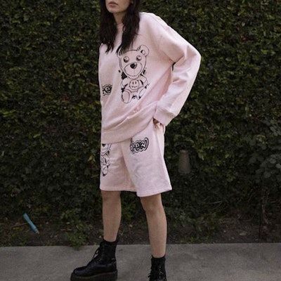 Drew House FW21 Theodore Sketch Crewneck Pink Sweater Teddy Print Unisex. DR-FW21-008 Purchase Drew House FW21 Theodore Sketch Crewneck Pink Sweater Teddy Print Unisex. DR-FW21-008