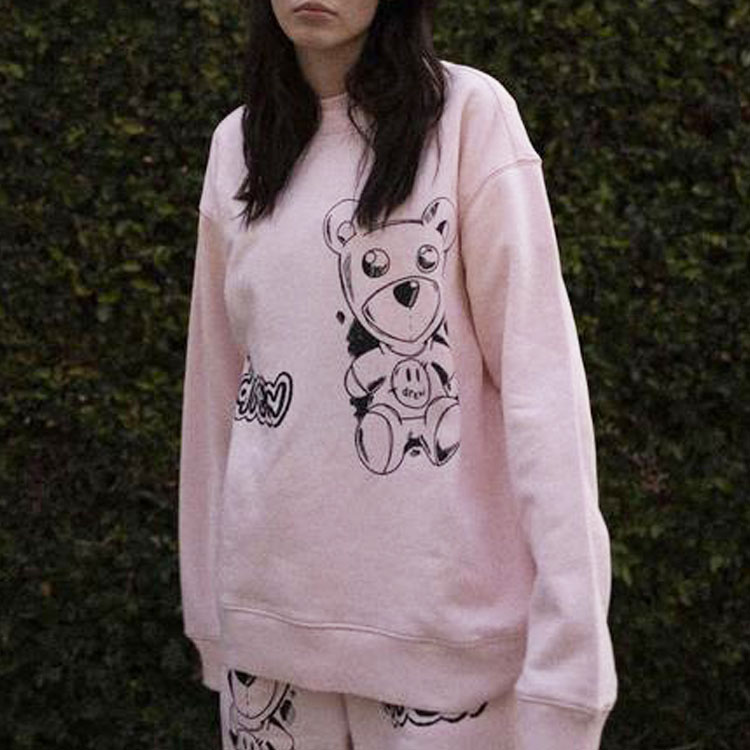 Details for Drew House FW21 Theodore Sketch Crewneck Pink Sweater Teddy Print Unisex. DR-FW21-008