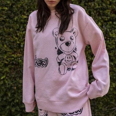 Drew House FW21 Theodore Sketch Crewneck Pink Sweater Teddy Print Unisex. DR-FW21-008 Sizing Drew House FW21 Theodore Sketch Crewneck Pink Sweater Teddy Print Unisex. DR-FW21-008