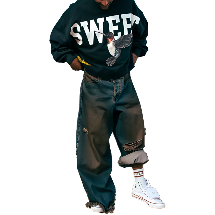 Purchase Drew House FW22 Hitam Sweet Boxy Crewneck Pullover Sweatshirt Unisex. DR-FW22-210