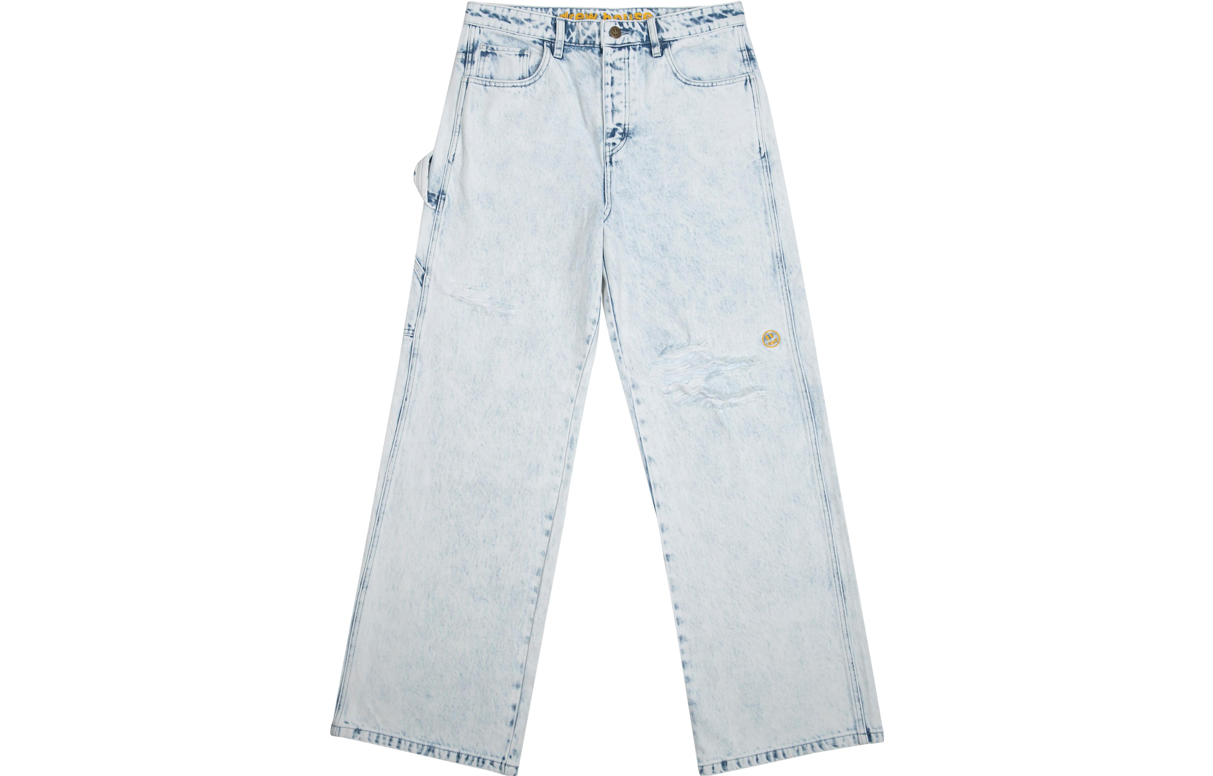 Drew House FW22 Carpenter Jeans Painted Indigo Distressed Unisex Washed Blue Denim. DR-FW22-001