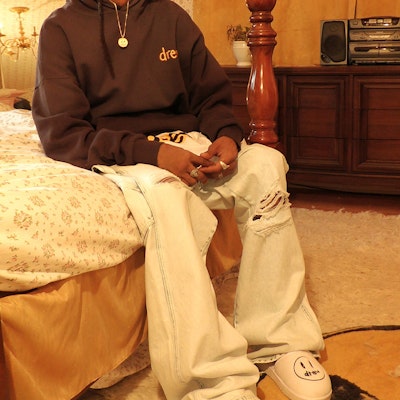 드류하우스 FW22 카펜터 페인트 인디고 디스트레스 데님 청바지 블루 유니섹스. DR-FW22-001 Purchase 드류하우스 FW22 카펜터 페인트 인디고 디스트레스 데님 청바지 블루 유니섹스. DR-FW22-001