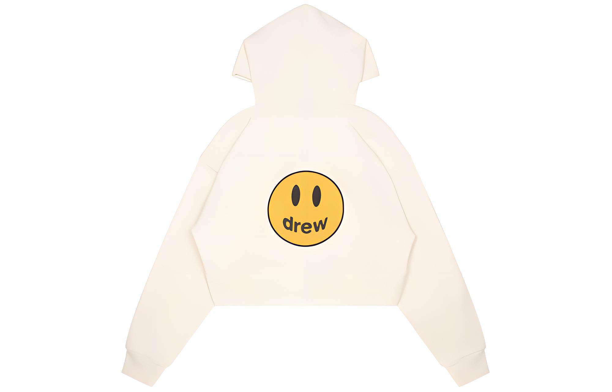 Drew House FW22 Cropped Zip-Up Hoodie Off-White Smiley Face Unisex Sweater DW-FW22-1222-04