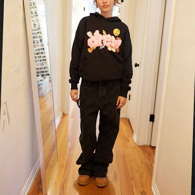 Drew House FW22 Doodle Joy Hoodie Black Smiley Balloon Unisex Pullover DR-FW22-510 Shop Drew House FW22 Doodle Joy Hoodie Black Smiley Balloon Unisex Pullover DR-FW22-510