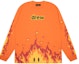 Order ドリューハウス FW22 ファイヤーシリーズ 炎柄 ロングスリーブTシャツ ユニセックス オレンジ DR-FW22-789