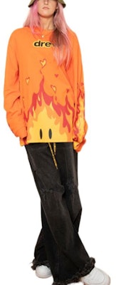 ドリューハウス FW22 ファイヤーシリーズ 炎柄 ロングスリーブTシャツ ユニセックス オレンジ DR-FW22-789 Shop ドリューハウス FW22 ファイヤーシリーズ 炎柄 ロングスリーブTシャツ ユニセックス オレンジ DR-FW22-789