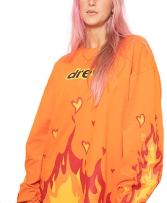 ドリューハウス FW22 ファイヤーシリーズ 炎柄 ロングスリーブTシャツ ユニセックス オレンジ DR-FW22-789 Details for ドリューハウス FW22 ファイヤーシリーズ 炎柄 ロングスリーブTシャツ ユニセックス オレンジ DR-FW22-789