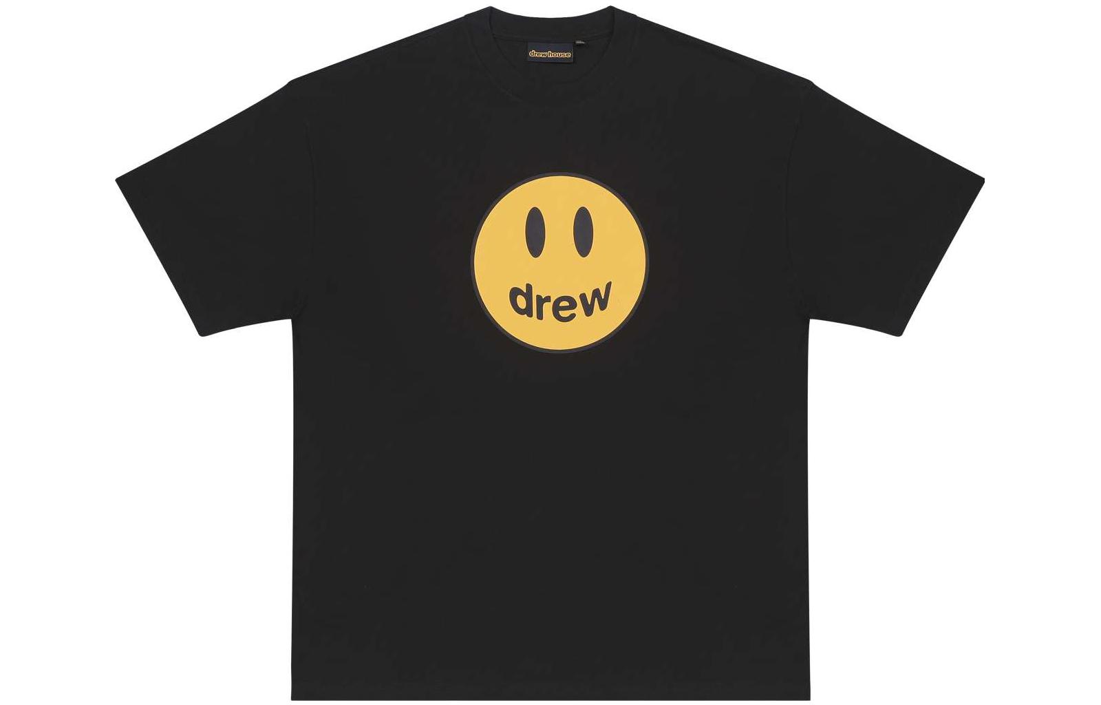Drew House FW22 Mascot Black Tee Smiley Logo Unisex Short Sleeve Shirt Black. DR-FW22-1221-3