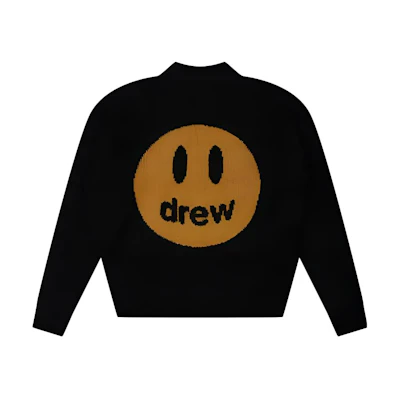 Drew House FW22 Mascot Funnel Neck Sweater Black Smile Logo Unisex Knit Sweater. DR-FW22-517
