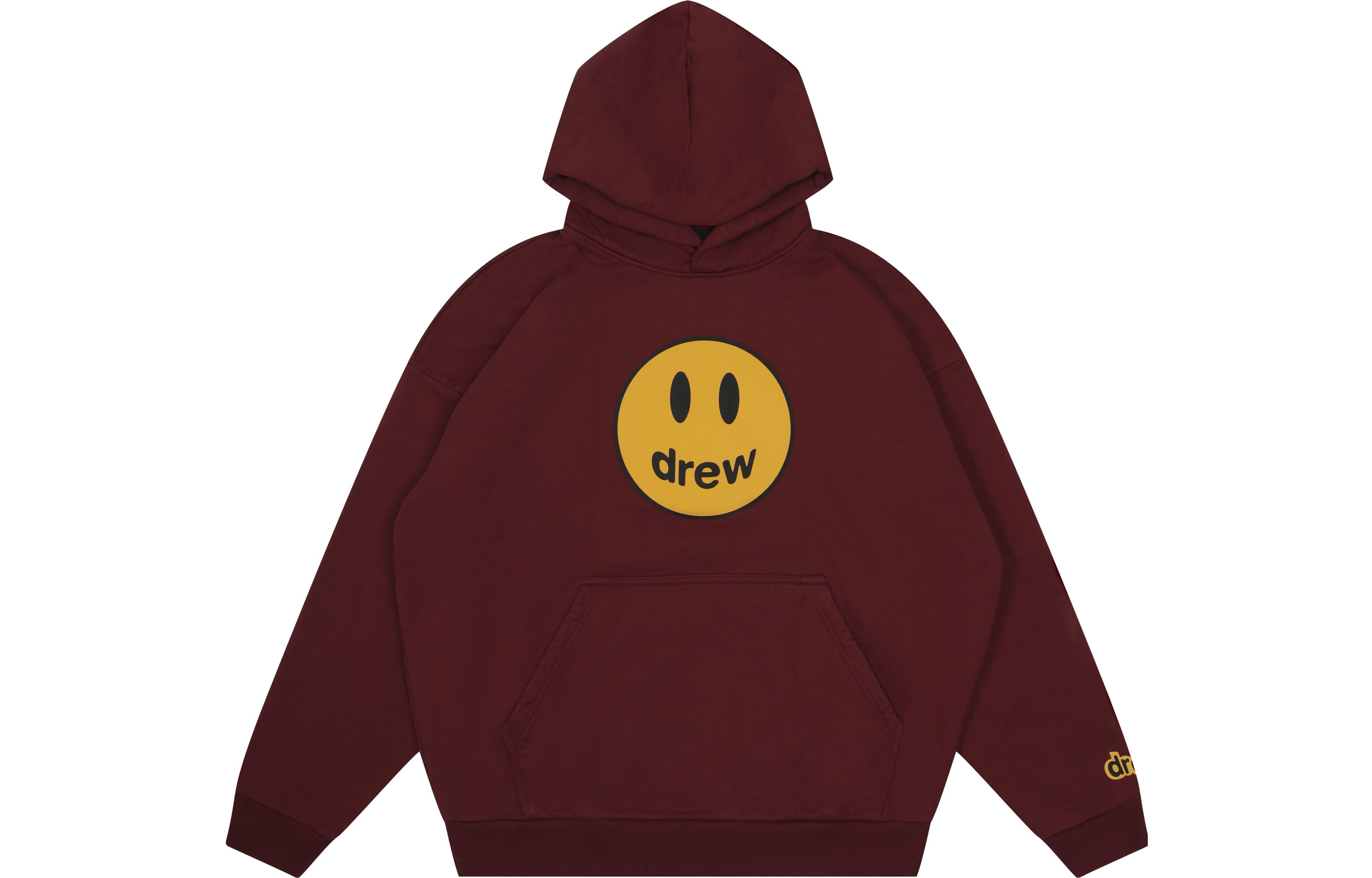 Drew House FW22 Mascot Oversized Hoodie Burgundy Logo Print Fleece Hoodie DR-FW22-208